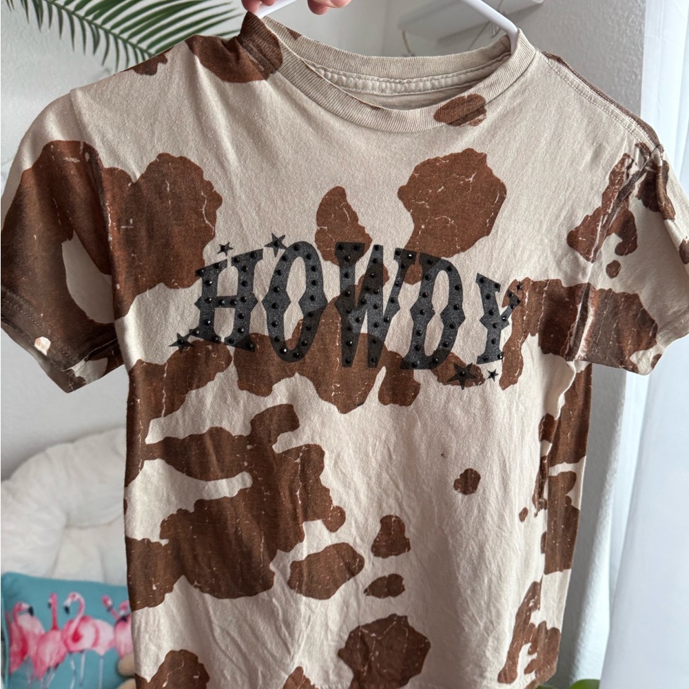 Howdy Brown and Cream Kids Short Sleeve Tee